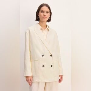 Everlane Cream Double-Breasted Blazer